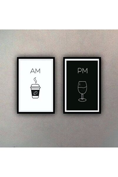 icase AM PM Tea Coffee Corner Decor Concept Tablo MDF Calitate Imprimare Cadr...