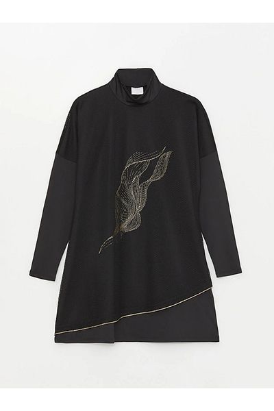 LC Waikiki LCW DREAM Σετ μαγιό με στάμπα με μακρυμάνικο γιακά για γυναίκες