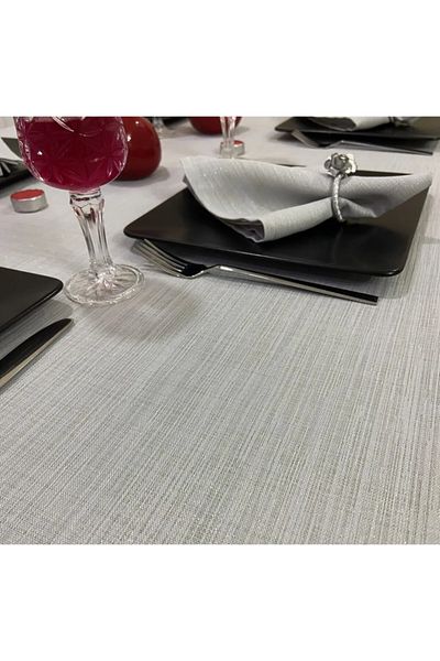 Zeren Home Set gri de 6 - șervețel de servire fără griji cu aspect de in sclipitor