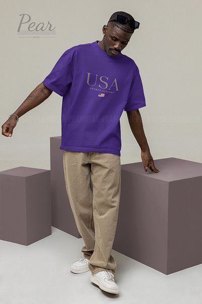 Pear Wear Μπλουζάκι USA Printed Unisex T-shirt Oversize