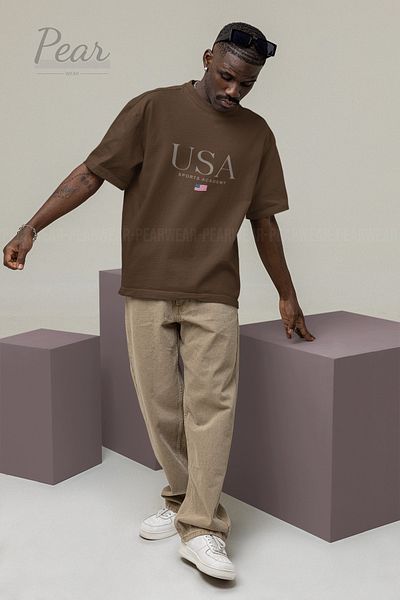 Pear Wear Μπλουζάκι USA Printed Unisex T-shirt Oversize