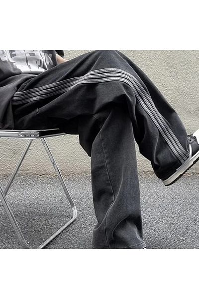 Violon Vintage Black Striped Baggy Model Unisex Trousers