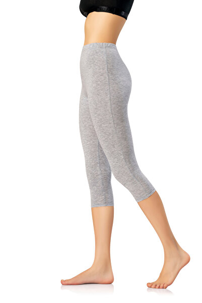 MODALİNOSA كابري تايلاندي قطن ليكرا رمادي عالي الخصر - تحت الركبة