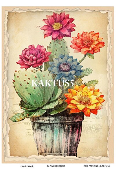 Baykuşca نموذج KKTS5 ديكوباج نحاسي منقوش بالصبار الأخضر مقاس 30*42 سم