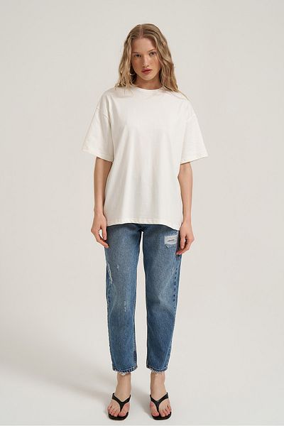 Quzu Basic Oversize T-Shirt Ecru