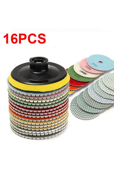 WIDEEP 16pcs 100mm 4 inch Diamond Polishing Pads Kit Wet/Dry for Granite Stone Concrete Marble Polishing...
