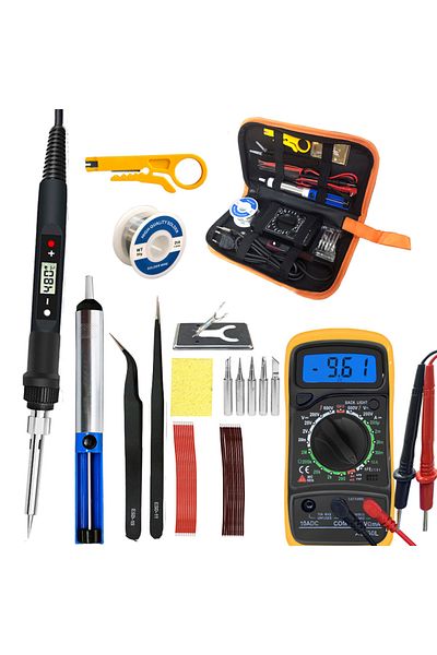 lefavor 80W Digital Electric Soldering Iron Set Kit 220V 110V Temperature  Adjustable LCD Display Solder ...