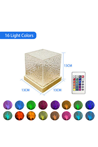 Choice 3/16 Colors Flame Crystal Lamp - Dynamic Rotating Water Wave Projector Night Light, for Room