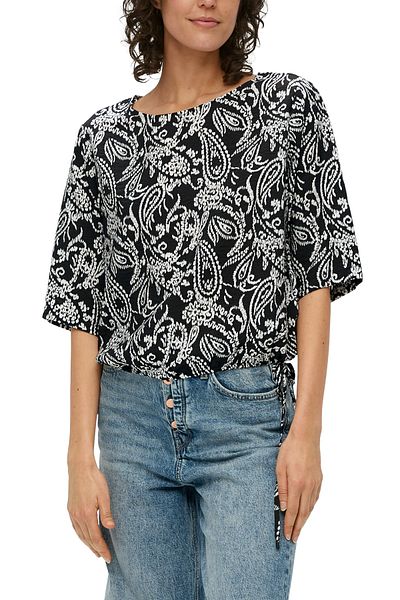 s.Oliver Blusenshirt, O-Shape, Saum mit Gummizug, Rundhalsausschnitt