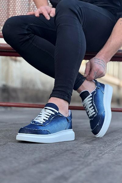 BZ Moda B018 BT Pantofi pentru bărbați, cu talpă ortopedică, din denim, pantofi albastru închis