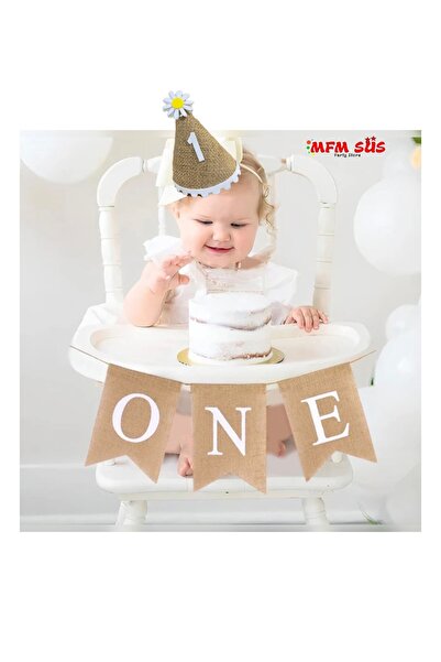 MFM Set pălărie de paie și banner pentru 1 an - 2 articole