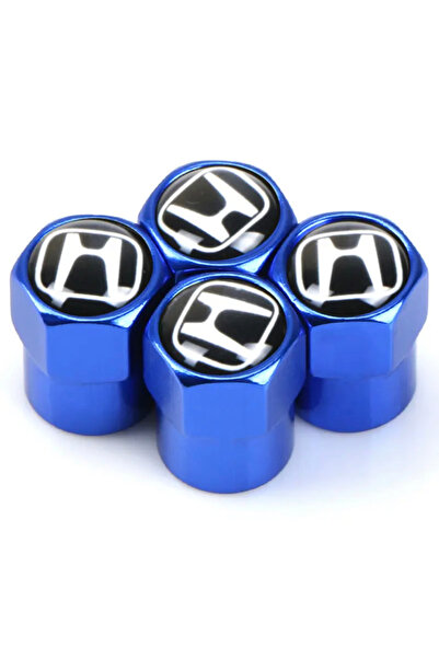 İKTUNING HONDA LOGOLU ALÜMİNYUM KAPLAMA 4 ADET SİBOP KAPAK (MAVİ)