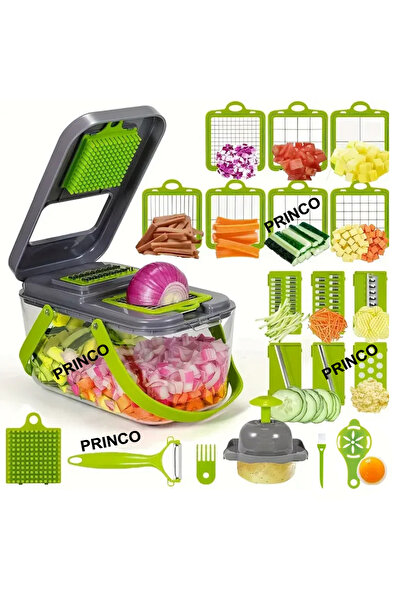Princo Rendeleme 25 Parça Hazneli Sebze Doğrayıcı Dilimleyici Kesici Çok Fonk...