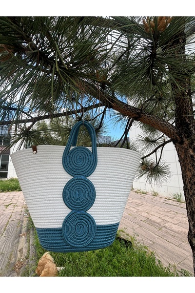 MaVaux Geantă mare de plajă din iută, realizată manual, Vanillia