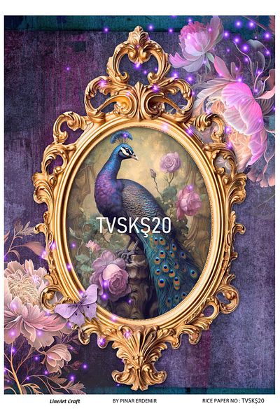 LİNEART Brass Patterned LineArt Decopage Paper - LA-TVSKSH20