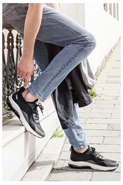 Jump 29657 Siyah Beyaz Anatomik İç Taban Nefes Alan Ortopedik Yürüyüş Memory Foam Spor Ayakkabı