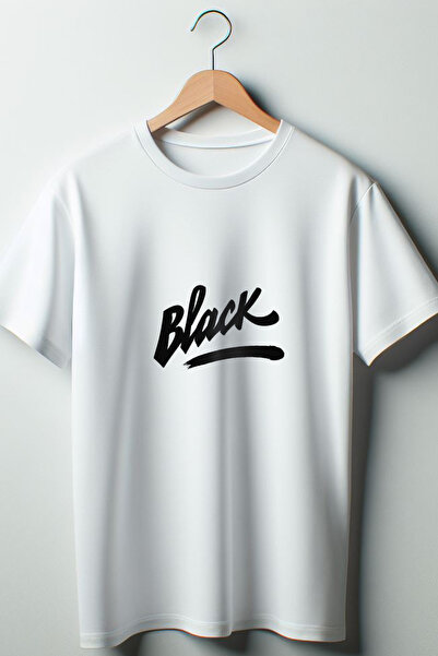 Vordevia Λευκό μπλουζάκι με μαύρο κείμενο με στάμπα Oversize Wide Fit Unisex Crew Neck