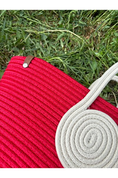 MaVaux Μίνι τσάντα παραλίας βανίλιας από γιούτα - Ψάθινη εμφάνιση Χειροποίητη