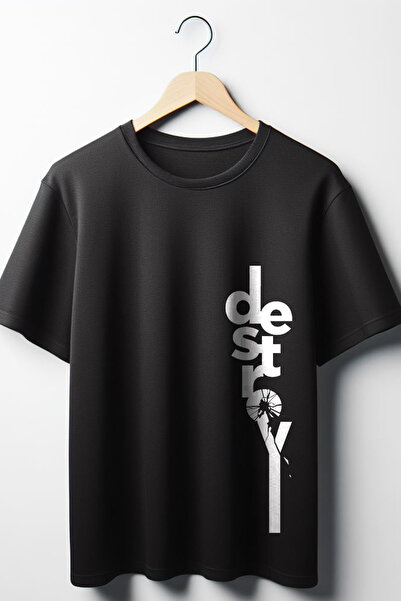 Vordevia Uništi tekst Štampano Oversize kroj široka unisex majica okrugla kra...