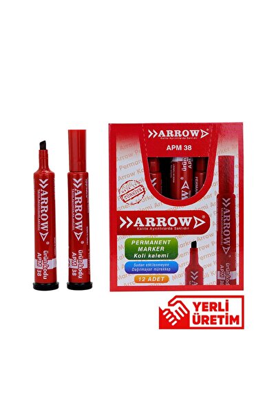 abnturk 3 Adet Koli Kalemi Kırmızı Permanent Marker Yazısı Silinmeyen 5mm Kal...