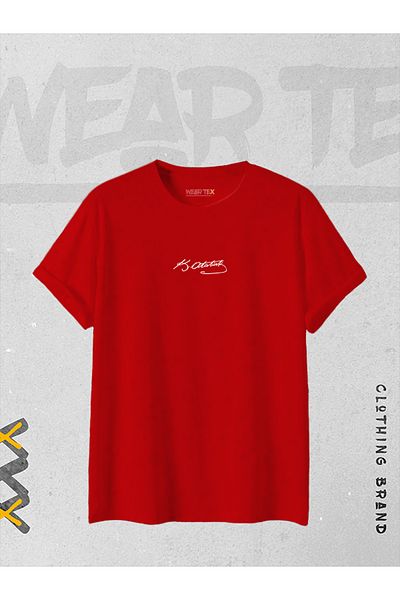 WEARTEX تيشيرت كبير الحجم مطبوع بتصميم توقيع ك. أتاتورك للجنسين