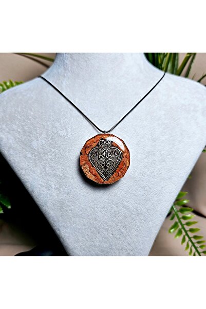 Singincraft حجر النجمة البني - قلادة أورجونيت على شكل قلب (منتجات مصممة يدويًا)