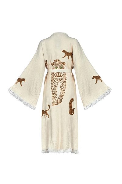 ŞIK STİL Natural Cotton Hand-Woven Kimono Caftan Bathrobe -920