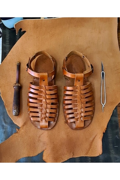 Bostini Sandals Tarz Stil Hakiki Deri Kösele Erkek Bodrum Sandaleti