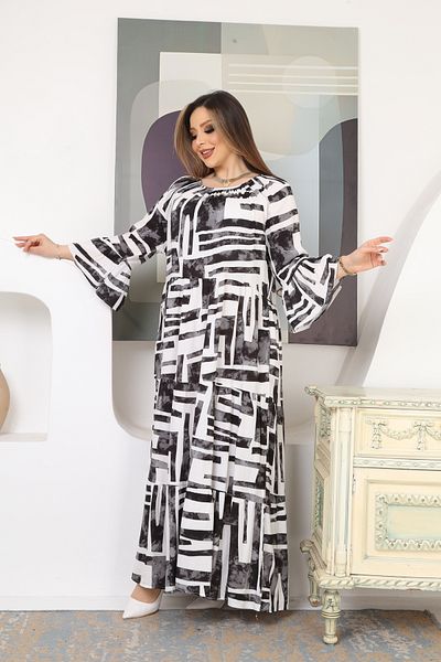 LİKRA Φόρεμα βισκόζης με γιακά Madonna Plus Size