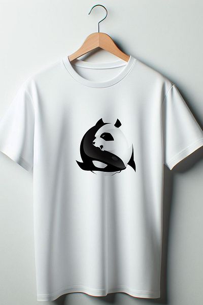 Vordevia Λευκό μπλουζάκι με στάμπα Panda and Whale Oversize Wide Fit Unisex Crew Neck