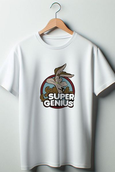 Vordevia Λευκό μπλουζάκι με στάμπα Super Genius Oversize Wide Fit Unisex Crew Neck