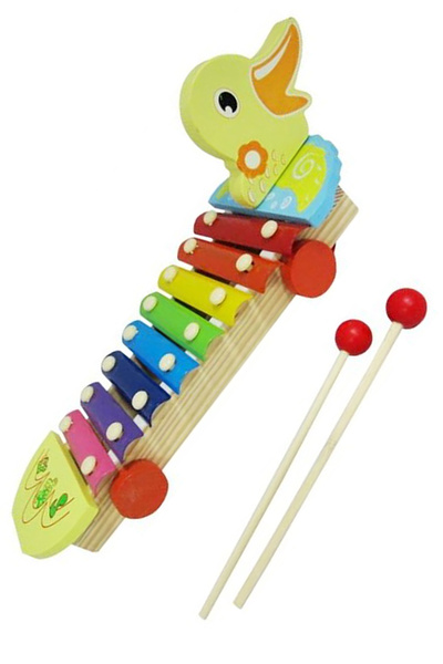 Genel Markalar Ahşap 8 Nota Ksilofon Ördekli Selefon Müzik Aleti Oyuncak