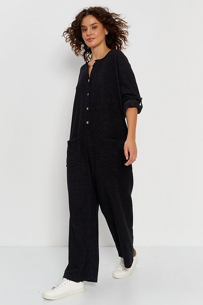 Hopoi Woman's Black Loose Loose Leg Soft Jumpsuit