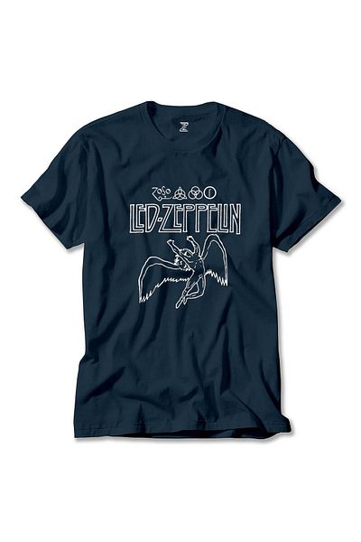 Z zepplin T-shirt Led Zeppelin Zoso Icarus Navy Blue