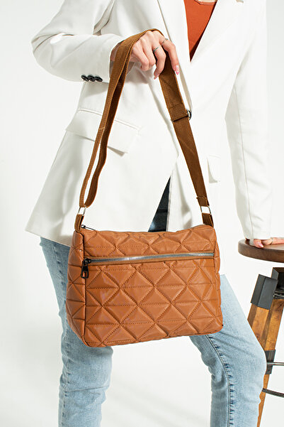 ModStar Ženska haljina boje tan Prošiveni dezen Sa ukrštenim bretelama sa ruk...