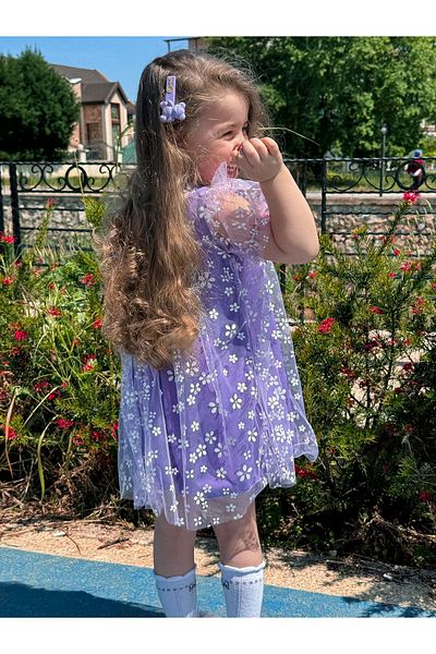 hira kids collection GIRL PRINTED TULY DRESS