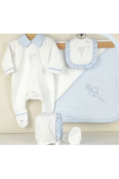 Mede Kids Medekids Balloon Jersey 5-Piece Set White & Blue 0-3 Months