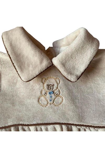 Mede Kids Velvet Teddy Bear Footed Jumpsuit Beige 3-6 Months