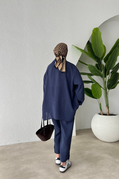 My Blog Sötétkék Modal Fabric ing nadrág szett