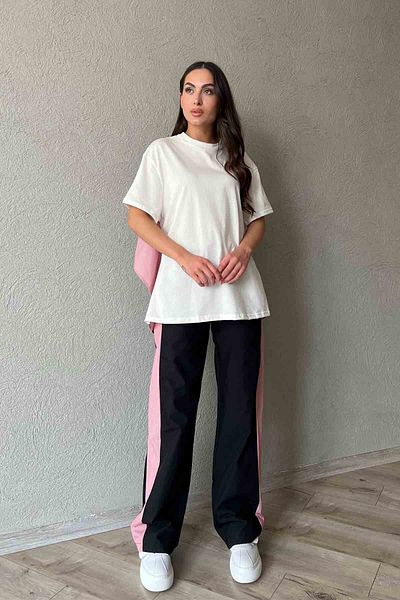 Seda Yalçın Atelier Poplin Blouse and Pants Set with Red Stripes Garnish