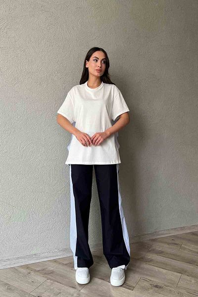 Seda Yalçın Atelier Blue Striped Garnished Poplin Blouse and Pants Set