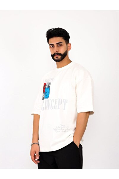 Guillermo تيشيرت موناكو النسيجي للرجال من القطن الكبير الحجم مطبوع