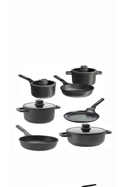 Berghoff Leo Stone Grey Cast Induction 11 Piece Fireproof Non-Stick Aluminum Casting Pot Pan Set