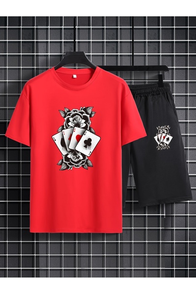 GALASHOP Poker And Rose Flower Printed Men's Set of 2