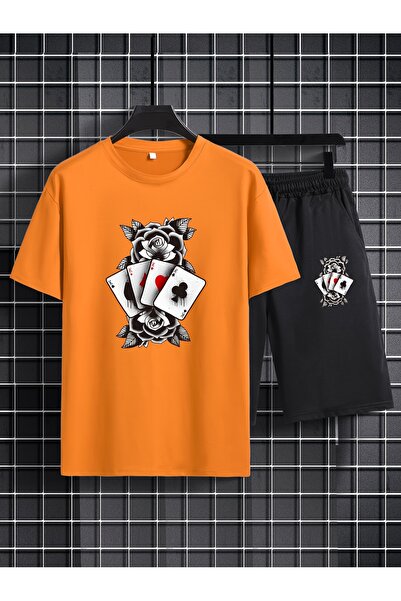 GALASHOP Poker And Rose Flower Printed Men's Set of 2