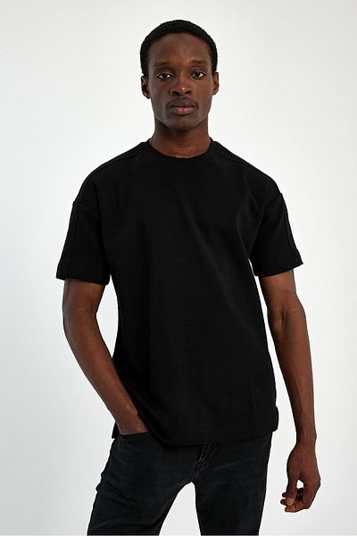 EXPLODE - Ανδρικό μπλουζάκι Oversize Fit 100% βαμβακερό μαύρο με χοντρή υφή