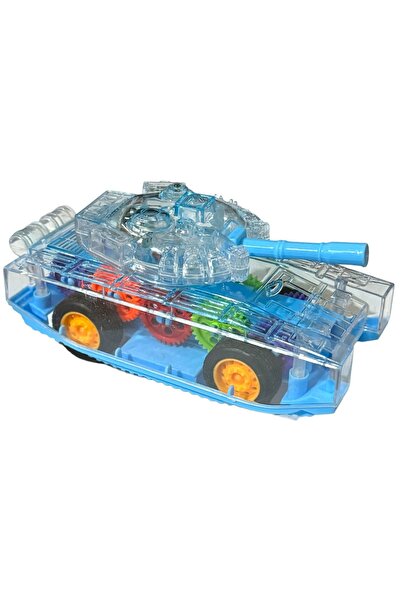 Shem Sürtmeli Şeffaf Işıklı Tank Askeri Araç 15 Cm MAVİ