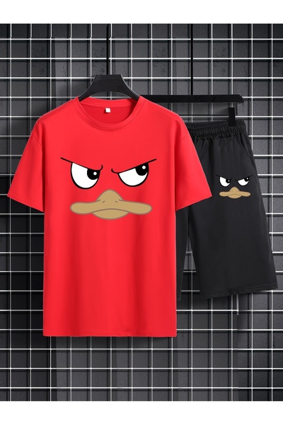 GALASHOP 2-piece Cartoon Pattern printed set Shorts T-shirt