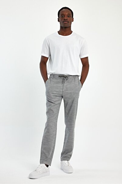EXPLODE - Erkek Gri Slim Fit Rahat Kesim Beli Bağlamalı Yan Cepli Jogger Pantolon