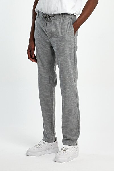 EXPLODE - Erkek Gri Slim Fit Rahat Kesim Beli Bağlamalı Yan Cepli Jogger Pantolon